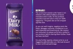 कैडबरी चॉकलेट में बीफ होने पर मचा हंगामा, कंपनी का स्पष्टीकरण- भारत में हर उत्पाद सौ प्रतिशत शाकाहारी

