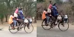 साइकिल पर 9 बच्चों को बैठाकर स्कूल जा रहा था शख्स, लोग कर रहे हैं ऐसे कमेंट्स