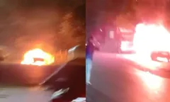 शिलांग में असम रजिस्ट्रेशन नंबर वाले वाहन में आग लगा लगाई गई