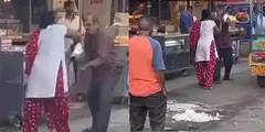 बीच सड़क पर पति-पत्नी के बीच हुई जमकर लड़ाई, वीडियो हुआ वायरल