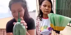 महिला ने बोतल को रीसाइकिल कर बनाया झाड़ू, कर दिया कमाल