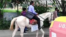 ट्रैफिक जाम से त्रस्‍त इंजीनियर ने जताया अनोखा विरोध, घोड़े पर पहुंचा ऑफिस
