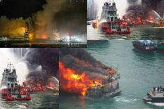 एक ही झटके में 16 जहाज जलकर खाक, छह घंटे की कड़ी मशक्कत के बाद आग पर पाया काबू

