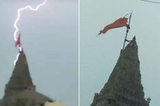 द्वारकाधीश मंदिर की 52 गज ध्वजा पर गिरी बिजली, मंदिर को नुकसान नहीं, ध्वज फटा, लोगों ने कहा- भगवान ने हमें बचाया