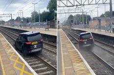 पहले की चोरी और फिर पुलिस ने पीछा किया तो रेल की पटरी पर दौड़ा दी कार, वीडियो वायरल