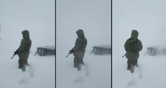 बर्फीले तूफान में सेना का जवान कर रहा भारत माता की हिफाजत, घुटने तक बर्फ, देखिए खतरनाक वीडियो