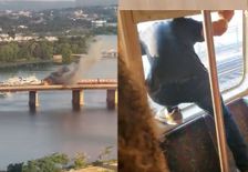 ब्रिज पर चलती ट्रेन में लगी आग, खिड़कियों से नदी में कूदे लोग, देखिए दिल दहला देने वाला वीडियो
